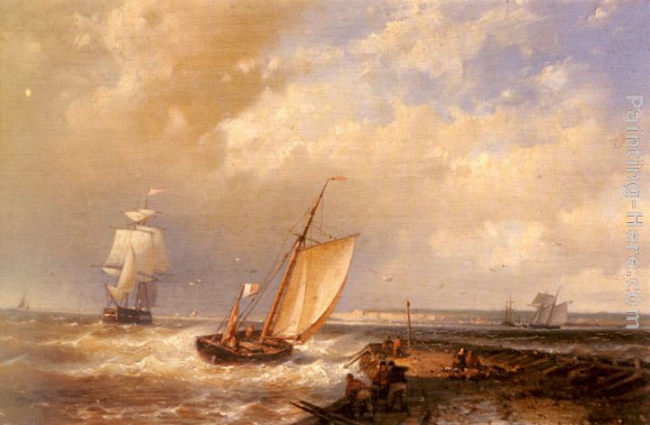 A Dutch Pink Heading Out To Sea, With Shipping Beyond painting - Abraham Hulk Snr A Dutch Pink Heading Out To Sea, With Shipping Beyond art painting